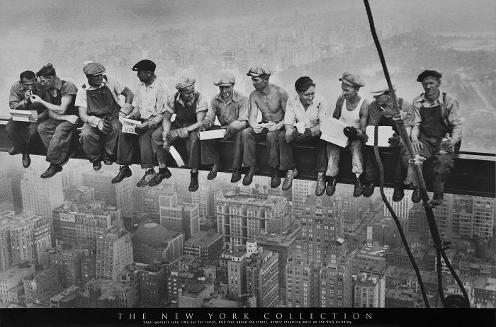 Canvas or Paper Print of Men on Plank No.1