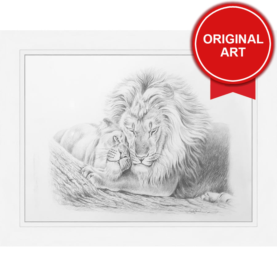 Painting by Jo Fredricks of Lions (Original)