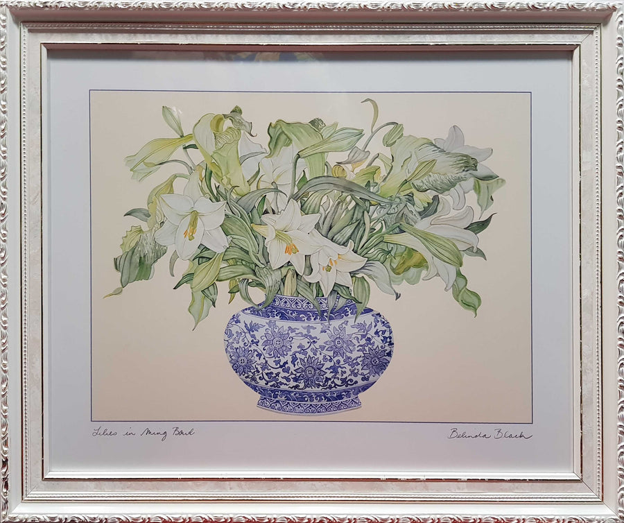 Framed Print of Lillies in Vase