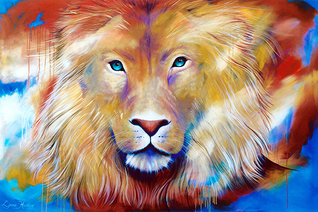 Canvas or Paper Print of Colourful Lion
