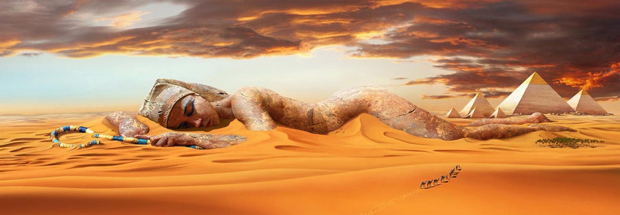 Canvas or Paper Print of Sleeping Lady and Pyramid