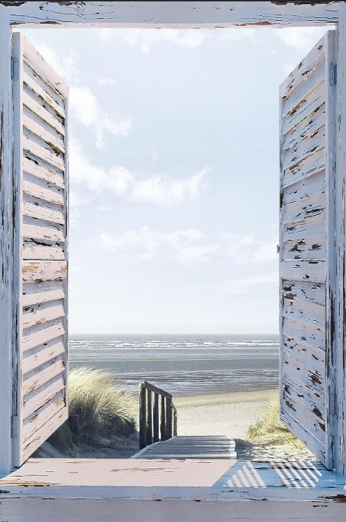 Vertical soft path to beach with shutters