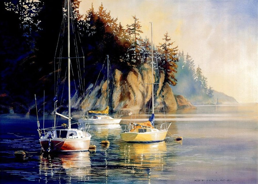 Canvas or Paper Print of Sail Boat Serenity (Orange) No.2
