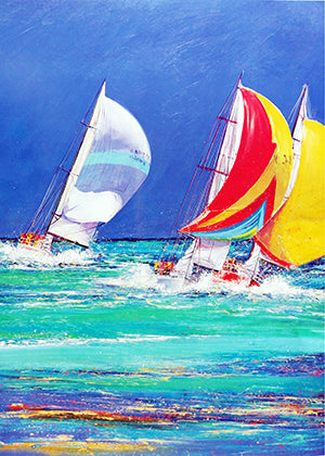 Canvas or Paper Print of Colorful Sail Boats