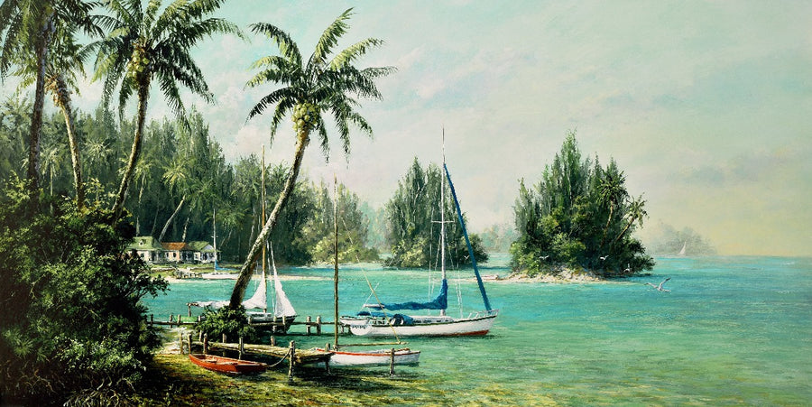 Canvas or Paper Print of Sail Boat Cove