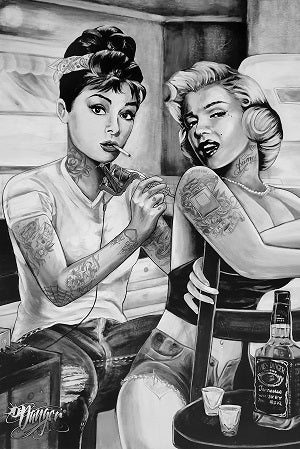 Marilyn Monroe Tattoos, Guns & Bandana Gangster Short Sleeve T-Shirt  -Black- [L] | eBay