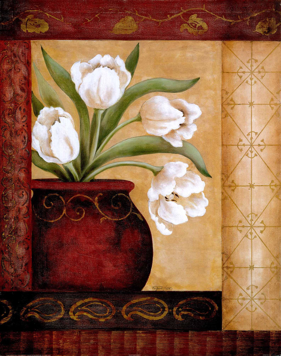 Canvas or Paper Print of Brown pot & White flower 02