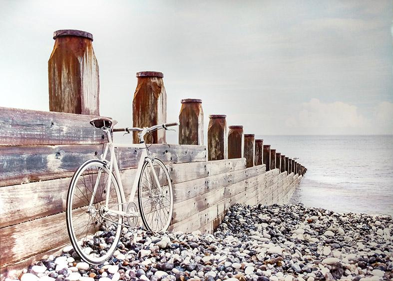Canvas or Paper Print of Bicycle on Beach