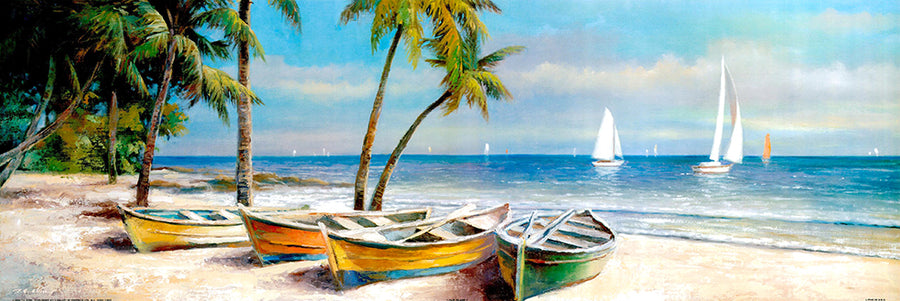 Canvas or Paper Print of (Four) Boats on Beach