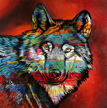 Canvas or Paper Print of Electric Wolf