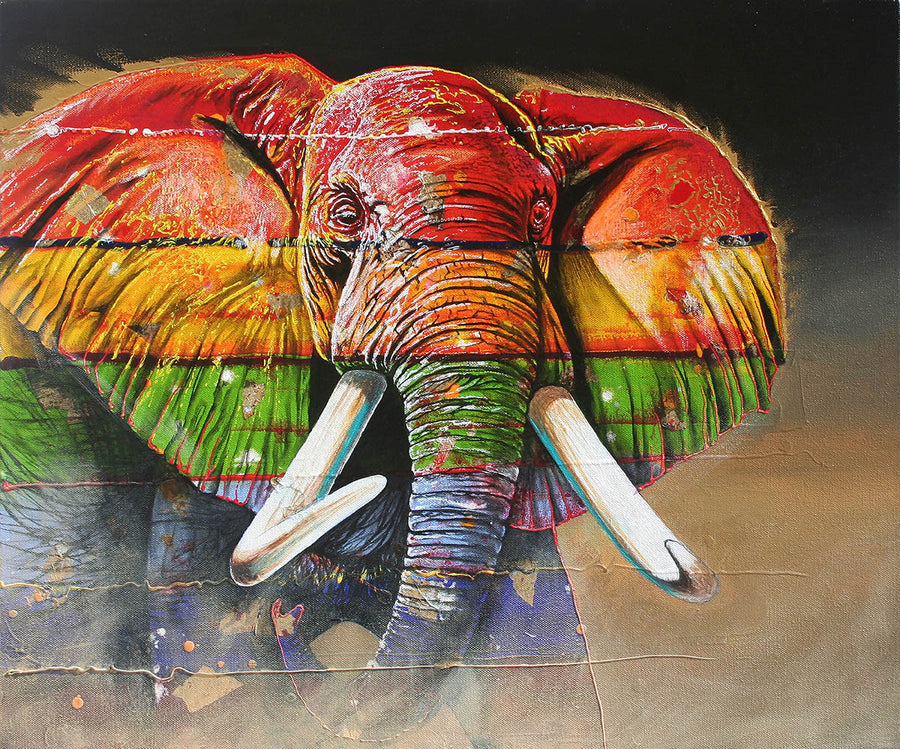 Canvas or Paper Print of Colourful Elephant