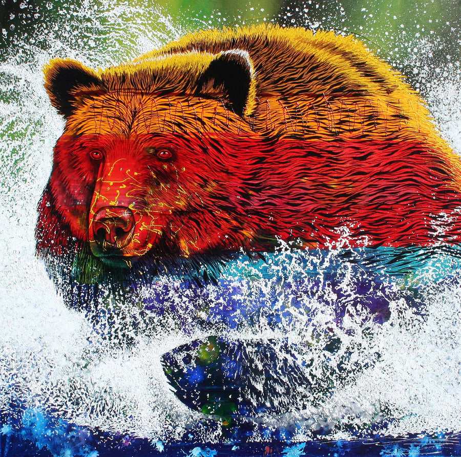 Canvas or Paper Print of The River Charge Bear